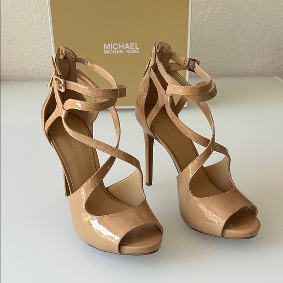 Michael Kors Catia Patent Leather Heeled Sandals - Picture 1 of 8